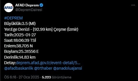 İzmir Deprem